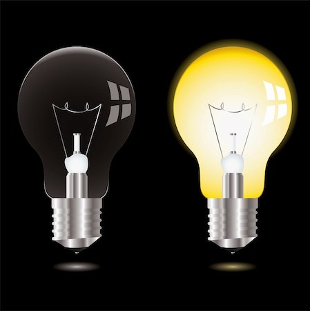 simsearch:400-06945463,k - Two illustrations of a light bulb one off the other on and bright Photographie de stock - Aubaine LD & Abonnement, Code: 400-04085163