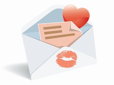 simsearch:400-04234393,k - Love mail, envelope, heart and lipstick print. Photographie de stock - Aubaine LD & Abonnement, Code: 400-04085192