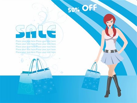 simsearch:400-04393054,k - beautiful woman in cute short dress, shopping vector illustration Foto de stock - Super Valor sin royalties y Suscripción, Código: 400-04085246