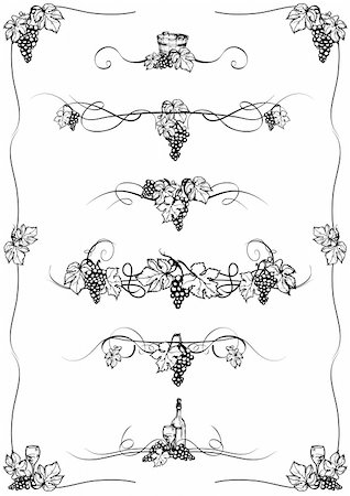 Grape ornaments drawing by hand each of them group separetli..ZIP contain AI12cs2 ,PDF and EPS files.Vector image. Stock Photo - Budget Royalty-Free & Subscription, Code: 400-04085293