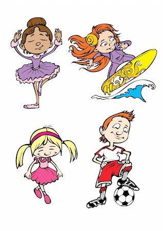 Four colored different kids character.Each of them group separately.Each of them group separately. ZIP contain ai12 cs2, PDF, JPEG  and EPS file. Stock Photo - Budget Royalty-Free & Subscription, Code: 400-04085372