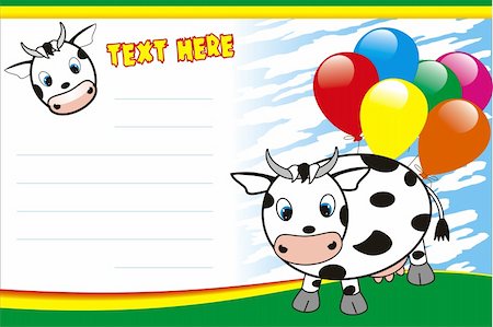 simsearch:400-04291488,k - vector birthday card with cow and balloons Stock Photo - Budget Royalty-Free & Subscription, Code: 400-04085395