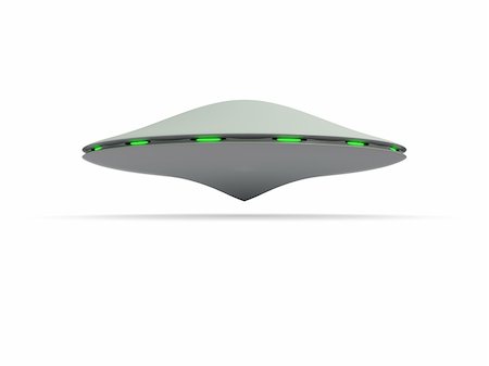 simsearch:400-07817846,k - An isolated hovering gray ufo with green glowing windows on white background Photographie de stock - Aubaine LD & Abonnement, Code: 400-04085405