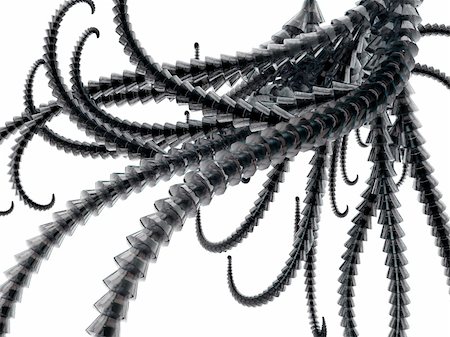 fluid forms - abstract metal tentacle thing - 3d illustration Stock Photo - Budget Royalty-Free & Subscription, Code: 400-04085423