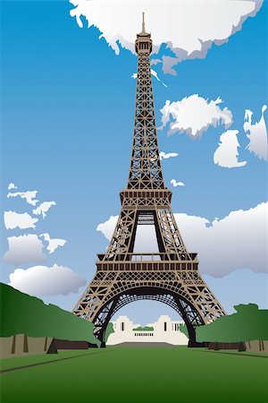 simsearch:400-08014075,k - Vector illustration of Eiffel Tower from the Champ de Mars (Field of Mars) Stock Photo - Budget Royalty-Free & Subscription, Code: 400-04085614