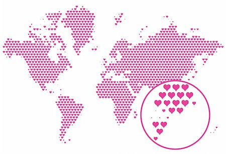 world map with hearts, vector Stock Photo - Budget Royalty-Free & Subscription, Code: 400-04085863