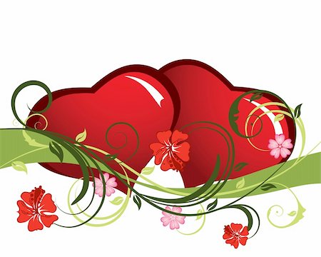 simsearch:400-04075707,k - St. Valentine Day floral background with hearts Stock Photo - Budget Royalty-Free & Subscription, Code: 400-04085873