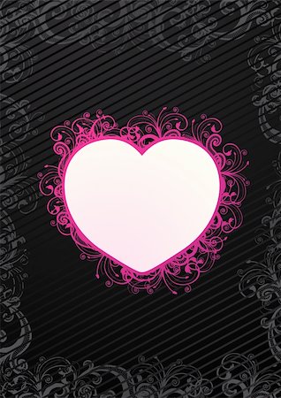 simsearch:400-04086182,k - Vector illustration of floral heart over black background Stock Photo - Budget Royalty-Free & Subscription, Code: 400-04086182