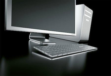 simsearch:400-04614196,k - 3d rendering of a stylish computer in aluminum on a black reflective ground Photographie de stock - Aubaine LD & Abonnement, Code: 400-04086240