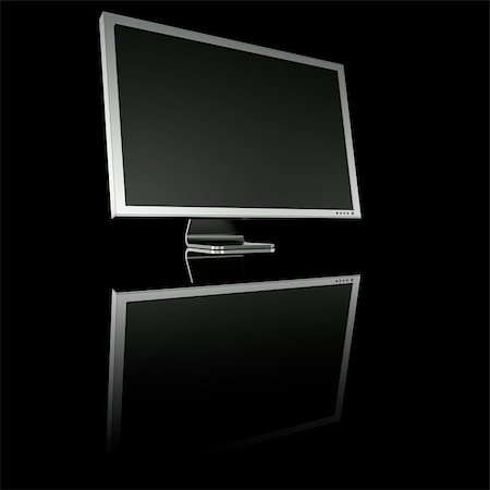 simsearch:400-04086261,k - 3d rendering of an aluminum monitor on black reflective ground Photographie de stock - Aubaine LD & Abonnement, Code: 400-04086263