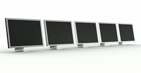 simsearch:400-04086261,k - 3d rendering of multiple monitors on a row. Photographie de stock - Aubaine LD & Abonnement, Code: 400-04086276