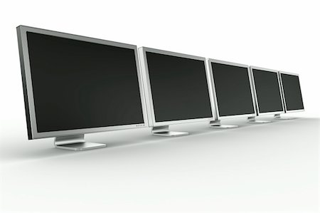 simsearch:400-04086261,k - 3d rendering of multiple monitors on a row. Photographie de stock - Aubaine LD & Abonnement, Code: 400-04086277