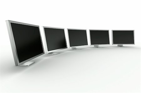 simsearch:400-04086261,k - 3d rendering of multiple monitors on a row. Photographie de stock - Aubaine LD & Abonnement, Code: 400-04086279