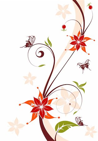simsearch:400-04136291,k - Flower background with butterfly, element for design, vector illustration Foto de stock - Super Valor sin royalties y Suscripción, Código: 400-04086595