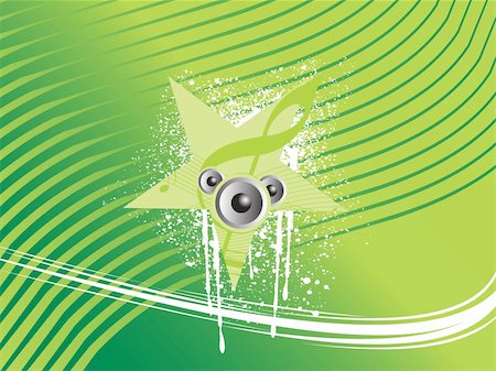 gruge stars with speaker on green background, wallpaper Stock Photo - Budget Royalty-Free & Subscription, Code: 400-04086882