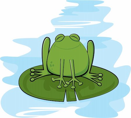 slirette (artist) - Happy frog sitting on a lily pad Stockbilder - Microstock & Abonnement, Bildnummer: 400-04087109