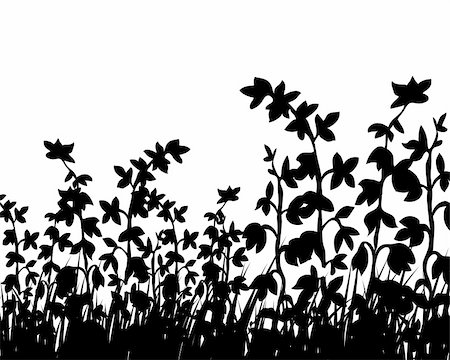 Vector grass silhouettes backgrounds with butterflies Stock Photo - Budget Royalty-Free & Subscription, Code: 400-04087237