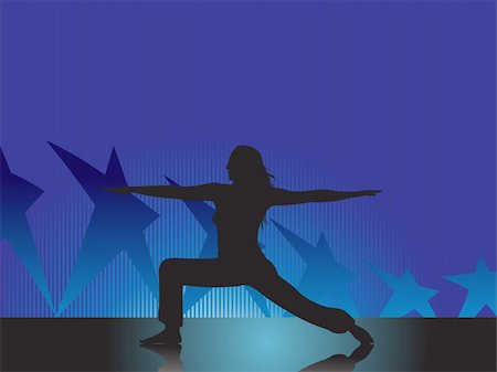 female silhouette doing yoga on star element theme, illustration Stock Photo - Budget Royalty-Free & Subscription, Code: 400-04087316