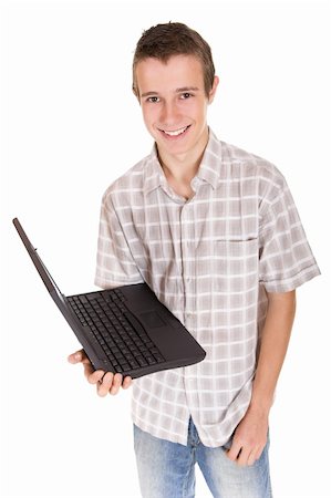 simsearch:400-04704759,k - casual teenager with laptop. over white background Stock Photo - Budget Royalty-Free & Subscription, Code: 400-04087433