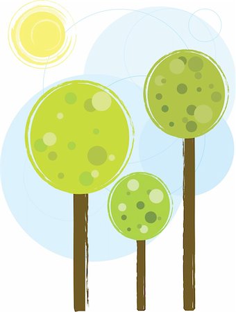 slirette (artist) - Stylized trees under the sun Stockbilder - Microstock & Abonnement, Bildnummer: 400-04087521