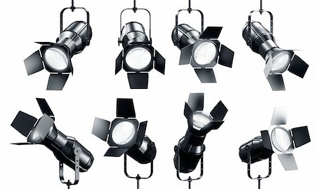 spot light equipment - 3d rendering of multiple spotlights on a white background Stock Photo - Budget Royalty-Free & Subscription, Code: 400-04087551