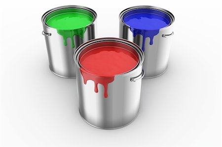 3d rendering of 3 paint cans Stock Photo - Budget Royalty-Free & Subscription, Code: 400-04087591