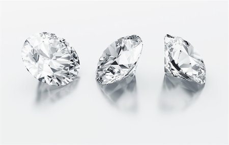 simsearch:400-04158011,k - 3d rendering three diamonds on a white reflective floor Stock Photo - Budget Royalty-Free & Subscription, Code: 400-04087608