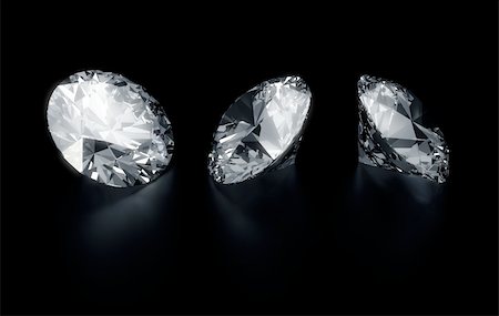 simsearch:400-04087593,k - 3d rendering three diamonds on a black reflective floor Stockbilder - Microstock & Abonnement, Bildnummer: 400-04087600