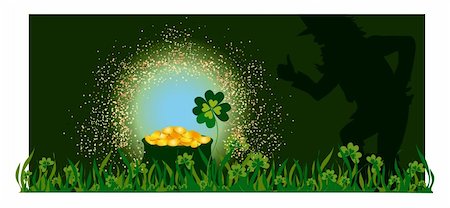 pot of gold - A Vector illustration of Leprechaun and golden pot on St Patric's day Stock Photo - Budget Royalty-Free & Subscription, Code: 400-04087758