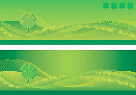 simsearch:400-07303639,k - St. Patrick's Day Banners with blend lines and four leaf clovers Photographie de stock - Aubaine LD & Abonnement, Code: 400-04087790