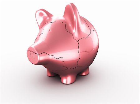 3d rendering of a cracked piggy bank Stockbilder - Microstock & Abonnement, Bildnummer: 400-04087867