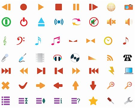 simsearch:400-04656121,k - Big collection of different icons for using in web design Photographie de stock - Aubaine LD & Abonnement, Code: 400-04087897