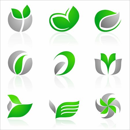 simsearch:400-04087906,k - vector set of floral logos in green and gray color Photographie de stock - Aubaine LD & Abonnement, Code: 400-04087906