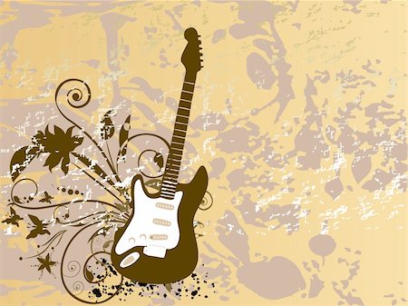 vintage floral background for music lover, illustration Stock Photo - Budget Royalty-Free & Subscription, Code: 400-04089077