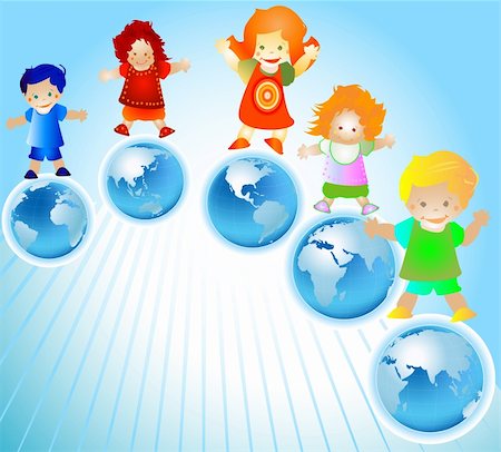 friends; kids and planet earth Stock Photo - Budget Royalty-Free & Subscription, Code: 400-04089138