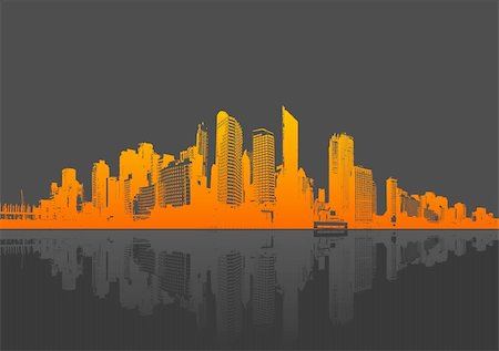 Illustration with city. vector Foto de stock - Super Valor sin royalties y Suscripción, Código: 400-04089331