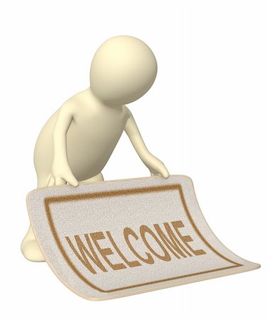 door mat welcome - Puppet, stacking doormat with an inscription welcome Stock Photo - Budget Royalty-Free & Subscription, Code: 400-04089515