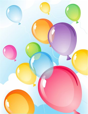 simsearch:400-05263438,k - Vector illustration - balloons  in the sky Stock Photo - Budget Royalty-Free & Subscription, Code: 400-04089705