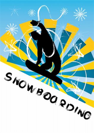 simsearch:400-05315872,k - snowboarding vector illustration, orange and blue beams Stockbilder - Microstock & Abonnement, Bildnummer: 400-04089919