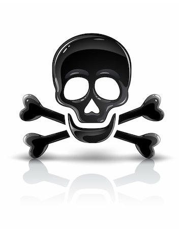 pirate dead - black skull symbol with crossed bones vector illustration Stock Photo - Budget Royalty-Free & Subscription, Code: 400-04080143