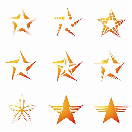 simsearch:400-05671830,k - Set of decorative and creative five cornered/pentagonal stars Foto de stock - Royalty-Free Super Valor e Assinatura, Número: 400-04080157