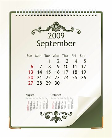 simsearch:400-07056019,k - 2009 calendar with a blanknote paper - vector illustration Fotografie stock - Microstock e Abbonamento, Codice: 400-04080216