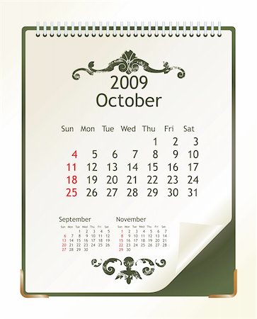 simsearch:400-06767658,k - 2009 calendar with a blanknote paper - vector illustration Photographie de stock - Aubaine LD & Abonnement, Code: 400-04080217