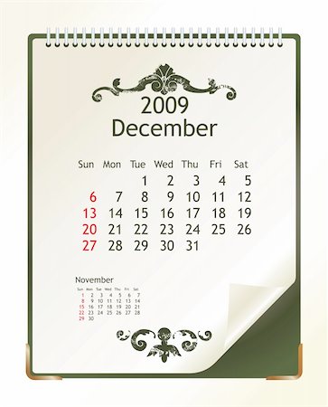 simsearch:400-06767656,k - 2009 calendar with a blanknote paper - vector illustration Stock Photo - Budget Royalty-Free & Subscription, Code: 400-04080219
