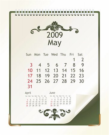 simsearch:400-06767656,k - 2009 calendar with a blanknote paper - vector illustration Stock Photo - Budget Royalty-Free & Subscription, Code: 400-04080212