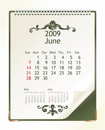 simsearch:400-06767656,k - 2009 calendar with a blanknote paper - vector illustration Stock Photo - Budget Royalty-Free & Subscription, Code: 400-04080213