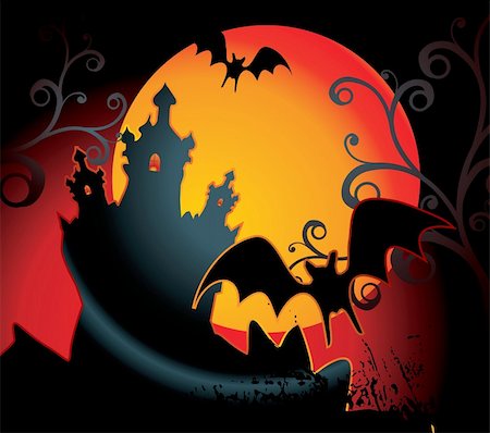 simsearch:400-08528806,k - halloween background with full orange moon Photographie de stock - Aubaine LD & Abonnement, Code: 400-04080274