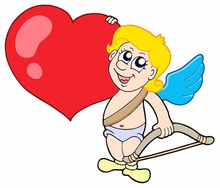 simsearch:400-04267372,k - Cute cupid with bow and heart - vector illustration. Photographie de stock - Aubaine LD & Abonnement, Code: 400-04080316