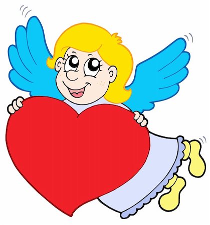 simsearch:400-04267372,k - Smiling cupid with heart - vector illustration. Photographie de stock - Aubaine LD & Abonnement, Code: 400-04080322