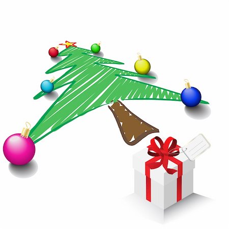 simsearch:400-04460641,k - Vector - Illustration of a christmas tree drawing or sketch by a child Foto de stock - Super Valor sin royalties y Suscripción, Código: 400-04080365